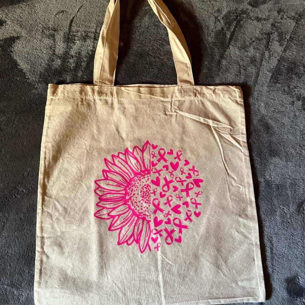 Custom Tote Bag - Sunflower and Awareness Ribbons - Reusable